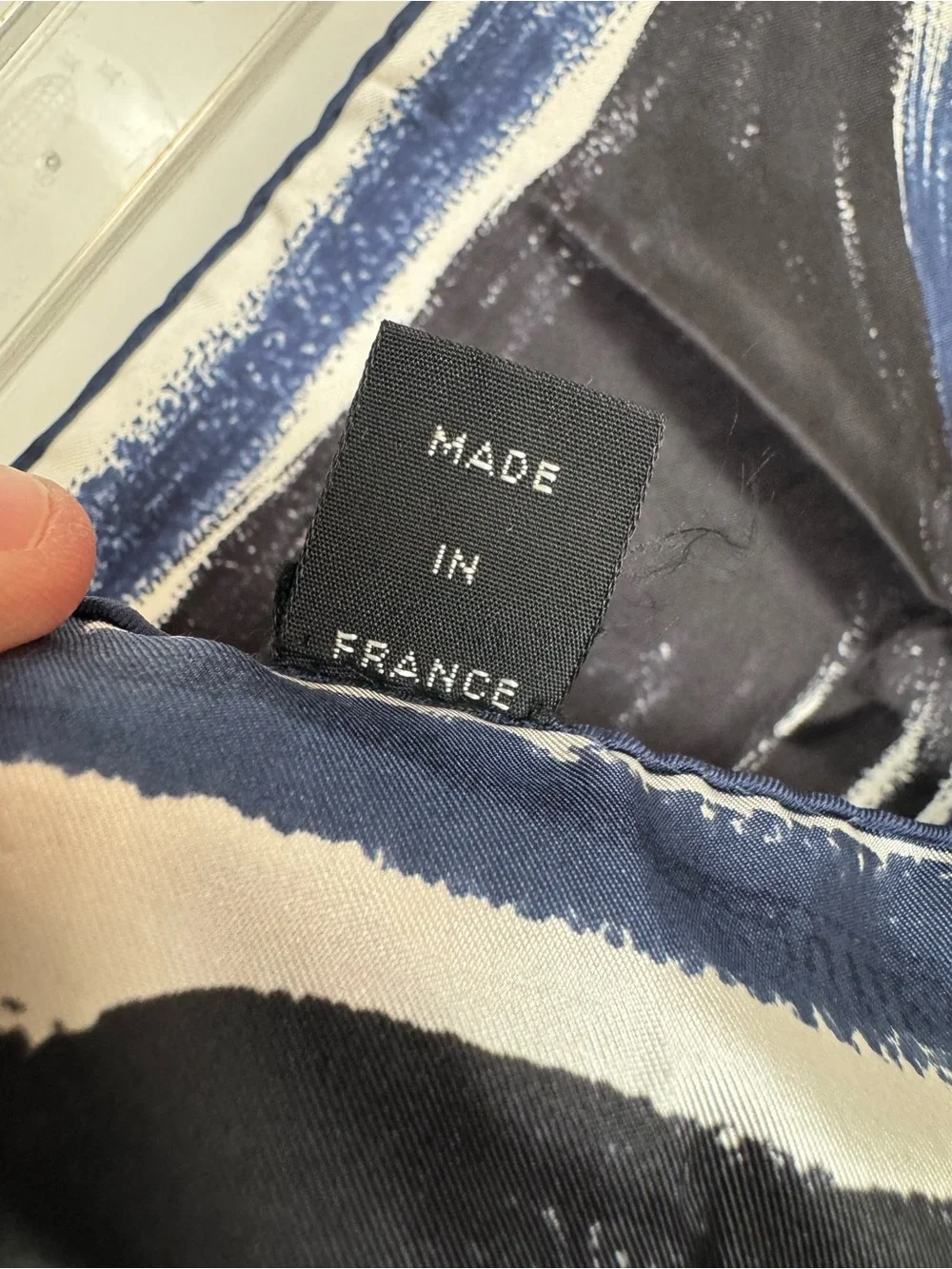 Vintage Halston Navy & Black Abstract Art Silk Scarf